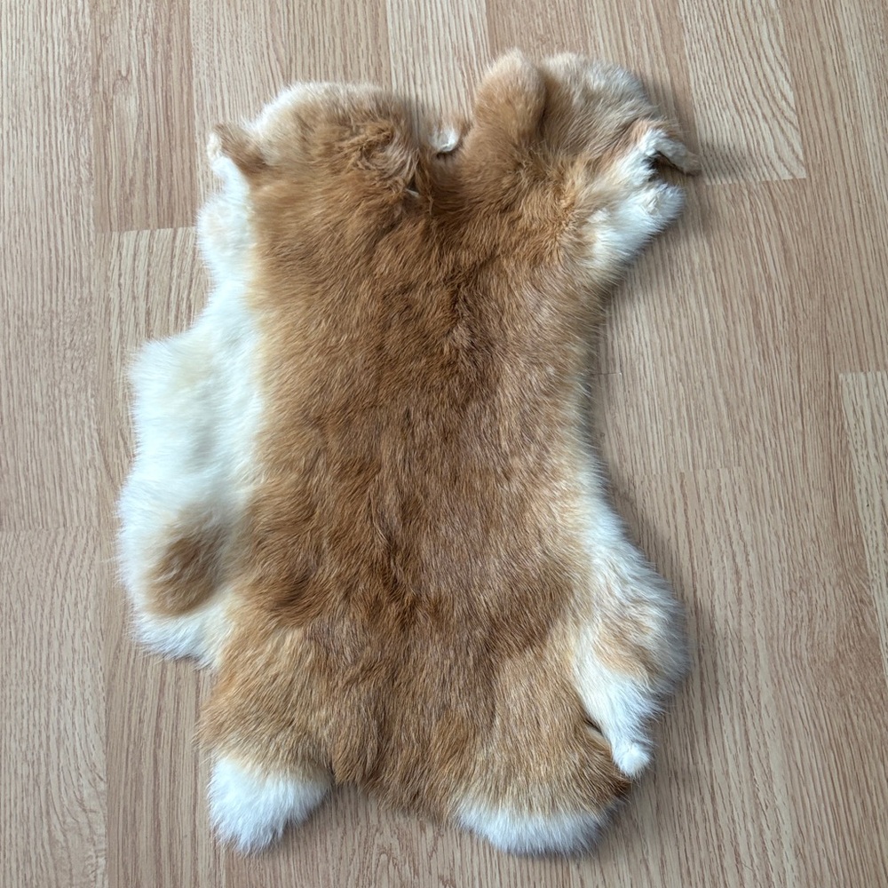 #0175 Tan White Rabbit Fur Pelt Craft Supply